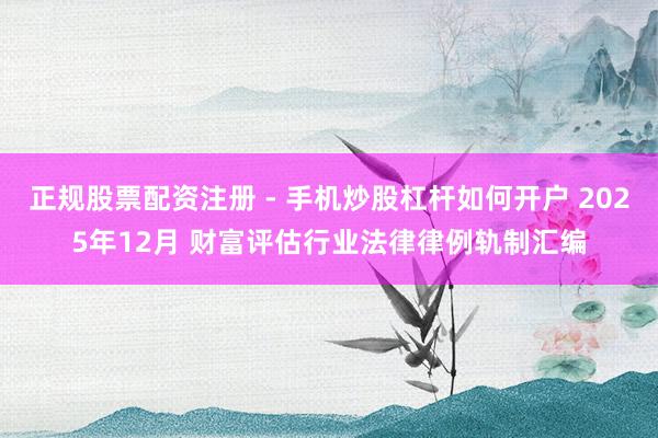 正规股票配资注册 - 手机炒股杠杆如何开户 2025年12月 财富评估行业法律律例轨制汇编