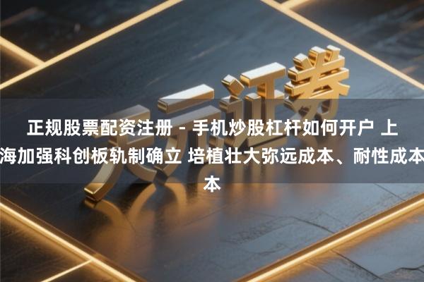 正规股票配资注册 - 手机炒股杠杆如何开户 上海加强科创板轨制确立 培植壮大弥远成本、耐性成本