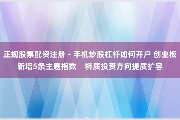 正规股票配资注册 - 手机炒股杠杆如何开户 创业板新增5条主题指数    特质投资方向提质扩容