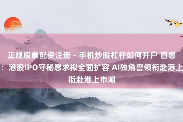 正规股票配资注册 - 手机炒股杠杆如何开户 百惠金控：港股IPO守秘恳求拟全面扩容 AI独角兽领衔赴港上市潮