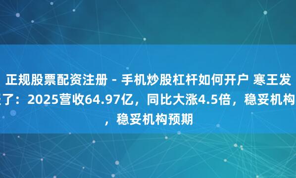 正规股票配资注册 - 手机炒股杠杆如何开户 寒王发家报了:2025营收64.97亿,同比大涨4.5倍,稳妥机构预期