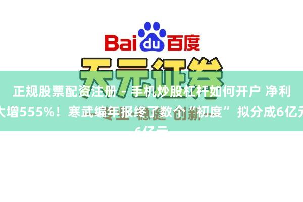 正规股票配资注册 - 手机炒股杠杆如何开户 净利大增555%！寒武编年报终了数个“初度” 拟分成6亿元