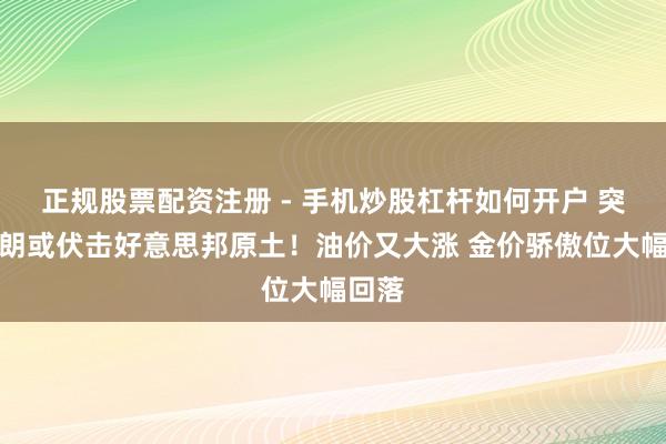 正规股票配资注册 - 手机炒股杠杆如何开户 突传伊朗或伏击好意思邦原土!油价又大涨 金价骄傲位大幅回落