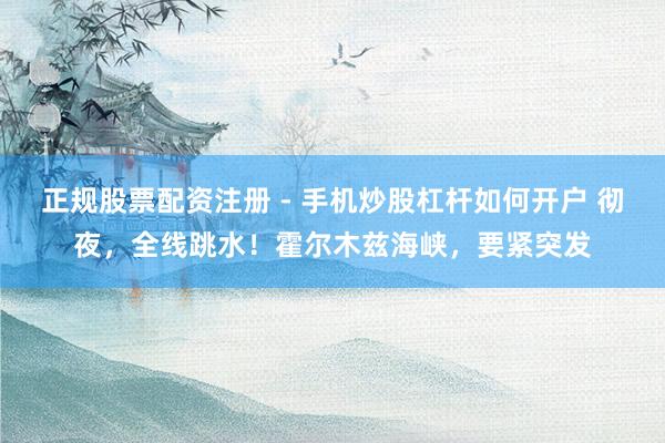 正规股票配资注册 - 手机炒股杠杆如何开户 彻夜，全线跳水！霍尔木兹海峡，要紧突发