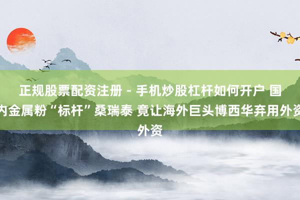 正规股票配资注册 - 手机炒股杠杆如何开户 国内金属粉“标杆”桑瑞泰 竟让海外巨头博西华弃用外资