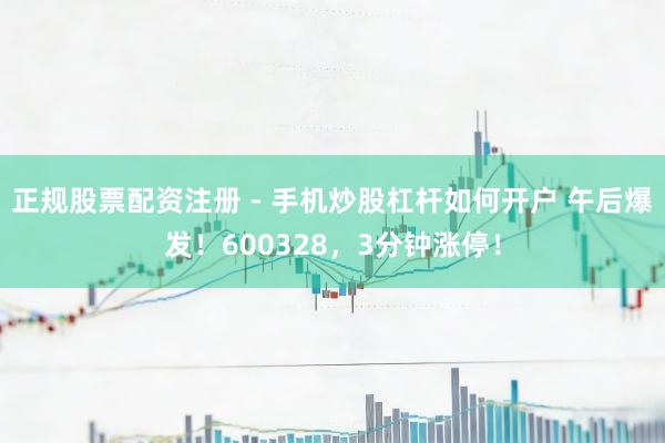 正规股票配资注册 - 手机炒股杠杆如何开户 午后爆发！600328，3分钟涨停！