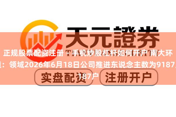 正规股票配资注册 - 手机炒股杠杆如何开户 南大环境：领域2026年6月18日公司推进东说念主数为9187户